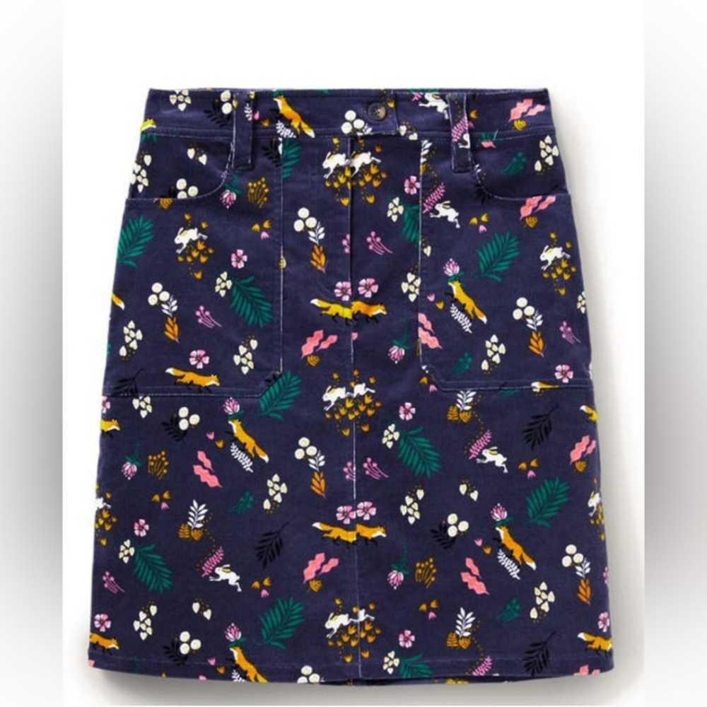 Boden Cavendish Fox Forest Corduroy Skirt in Asphalt Fox Forest NWT size 8